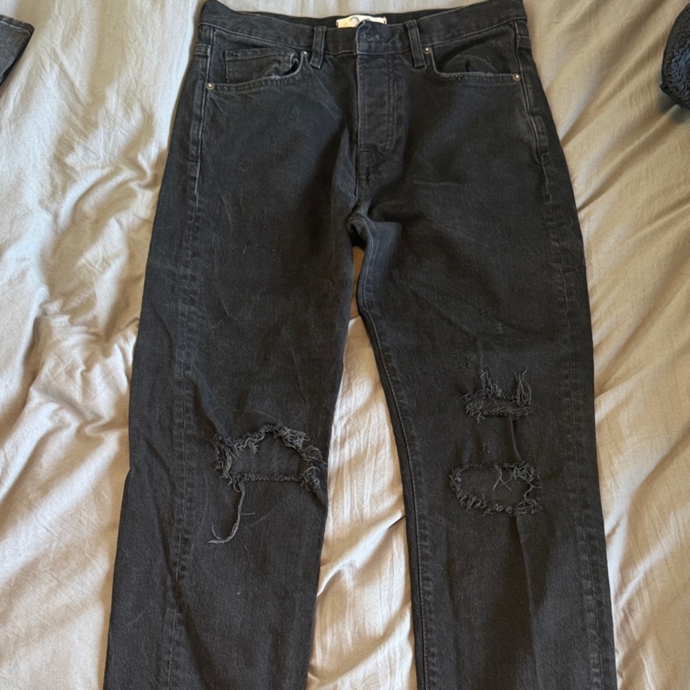 Free People Black Distressed Jeans - Straight leg - Size 26